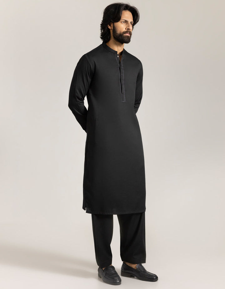 Blended Black Shalwar Kameez - J. Junaid Jamshed