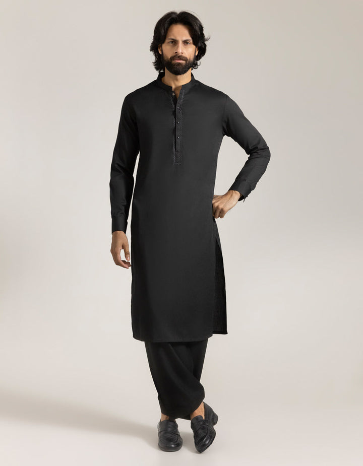 Blended Black Shalwar Kameez - J. Junaid Jamshed