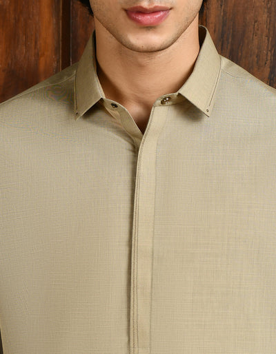 Blended Brown Kurta Trouser - J. Junaid Jamshed