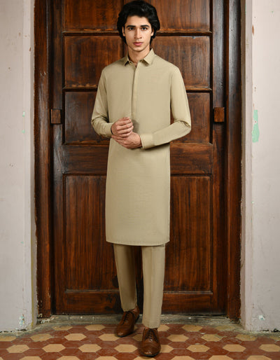 Blended Brown Kurta Trouser - J. Junaid Jamshed