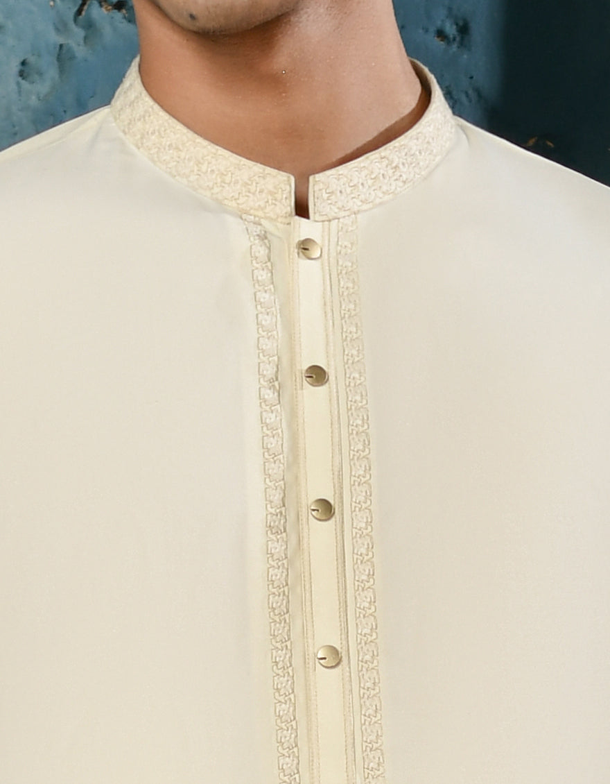 Blended Cream Kurta Trouser - J. Junaid Jamshed