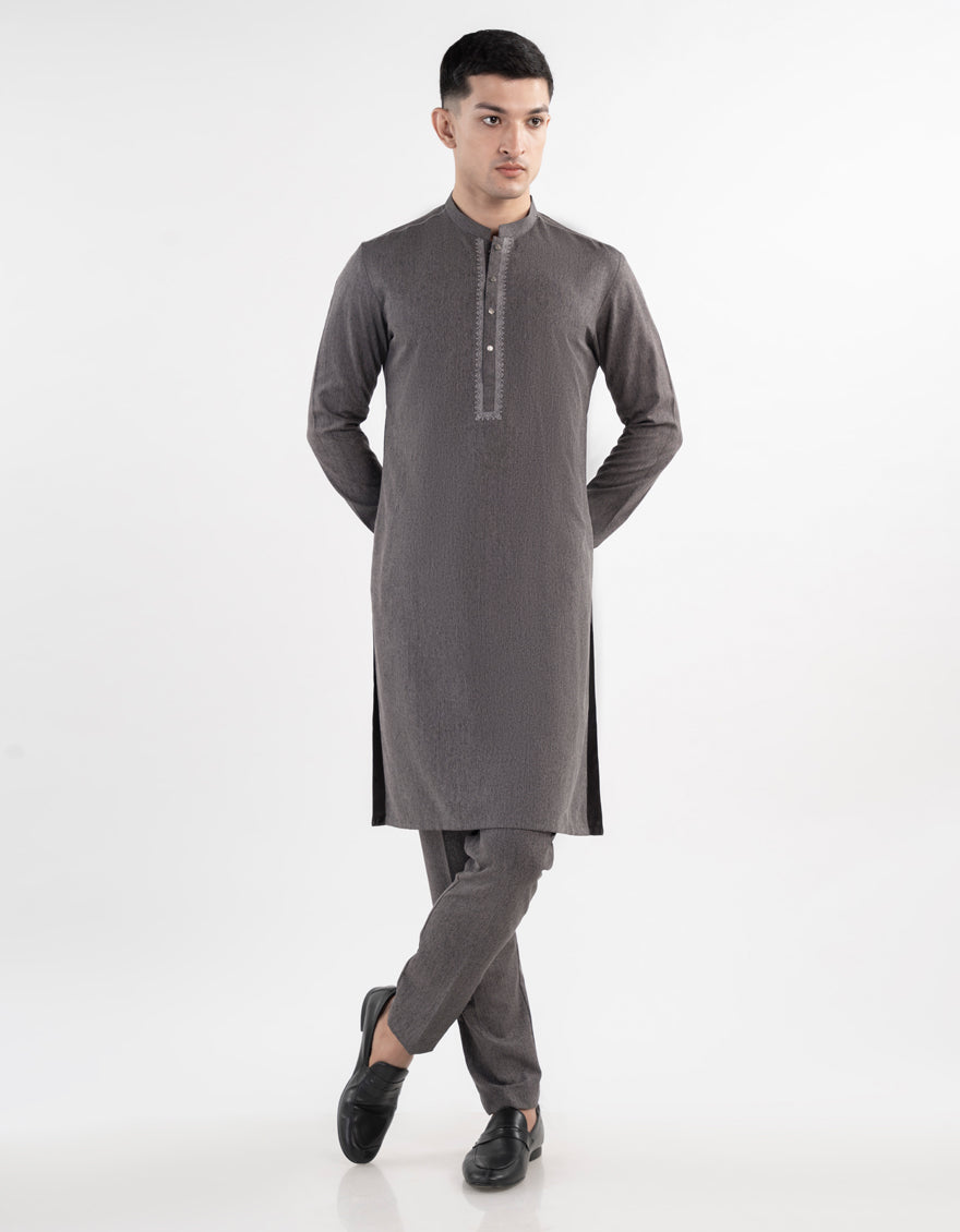 Blended Grey Kurta Trouser - J. Junaid Jamshed