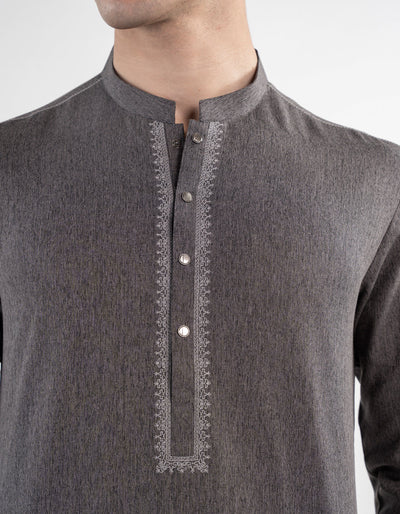 Blended Grey Kurta Trouser - J. Junaid Jamshed