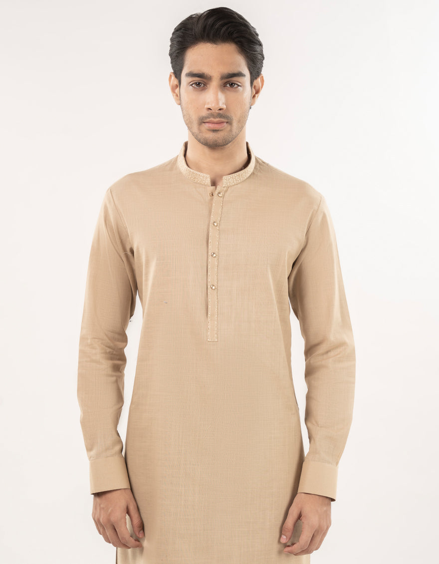 Cotton Brown Kurta Trouser - J. Junaid Jamshed