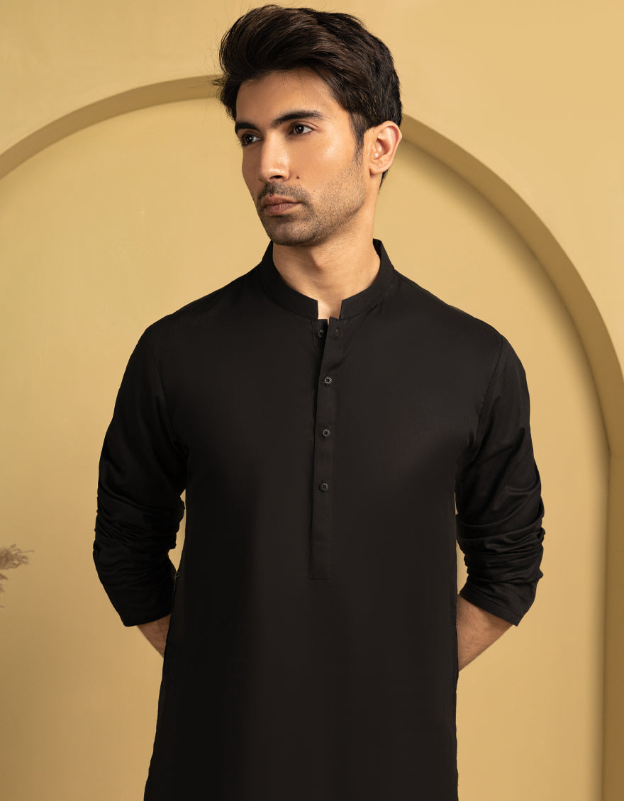 Cotton Black Kurta Trouser - J. Junaid Jamshed