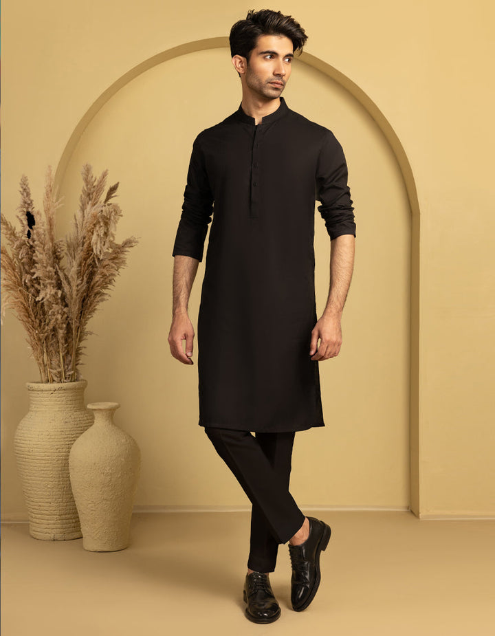 Cotton Black Kurta Trouser - J. Junaid Jamshed