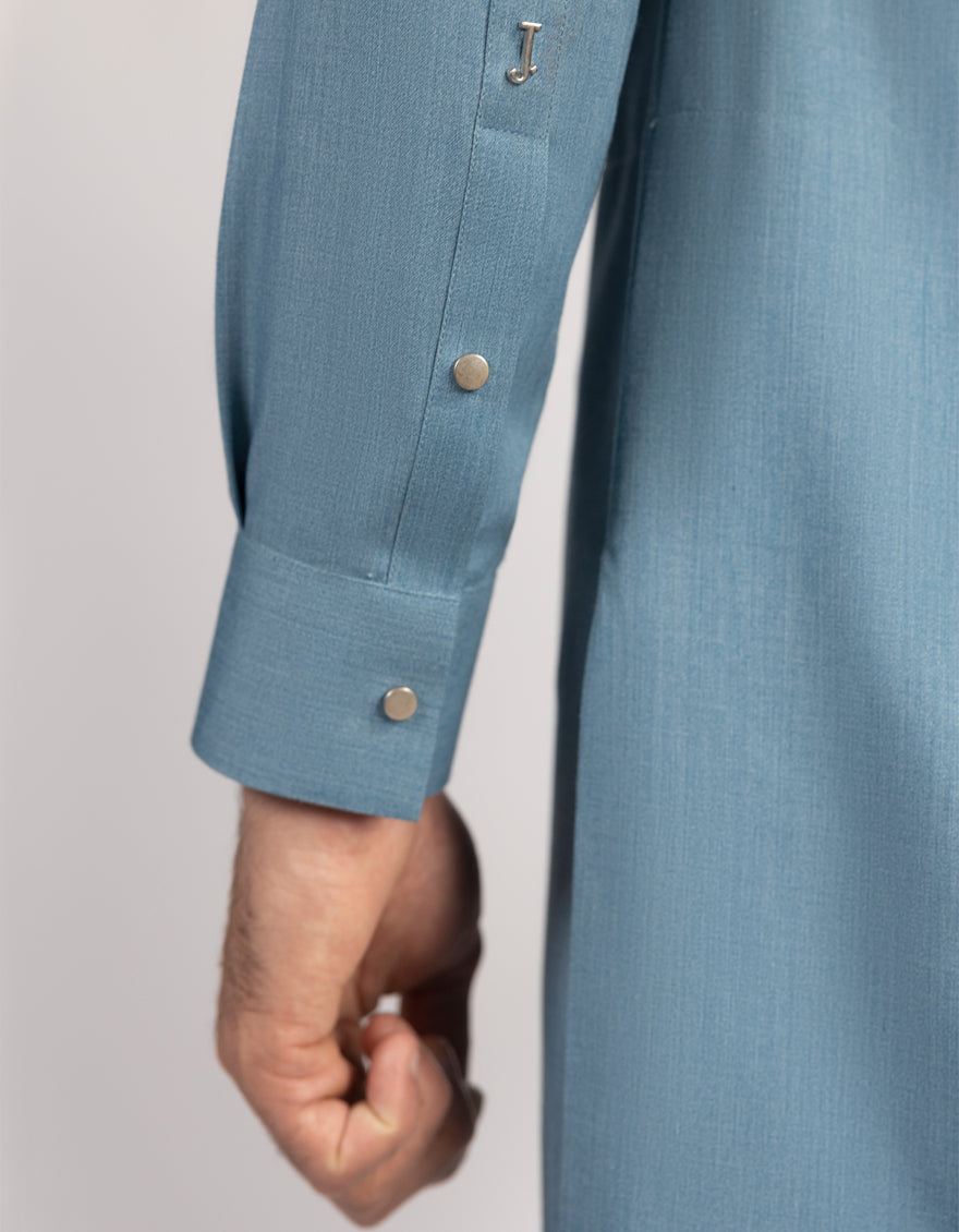 Blended Light Blue Kurta Trouser - J. Junaid Jamshed