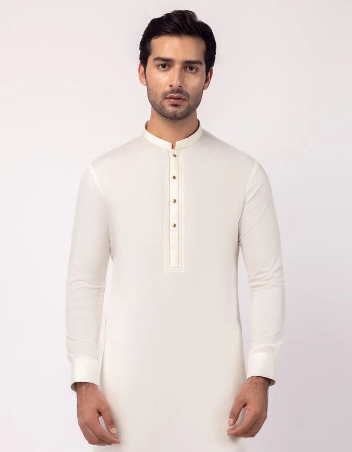 Blended Off White Kurta Trouser - J. Junaid Jamshed