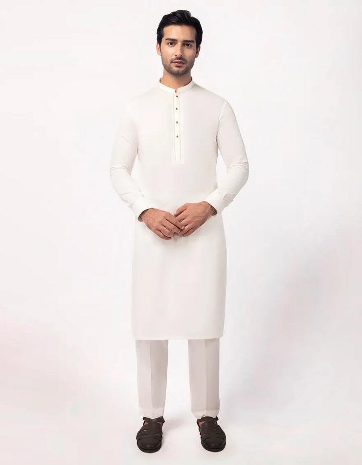 Blended Off White Kurta Trouser - J. Junaid Jamshed