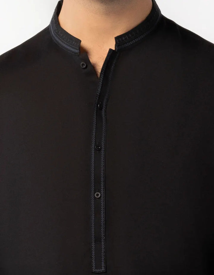 Blended Black Kurta Trouser - J. Junaid Jamshed