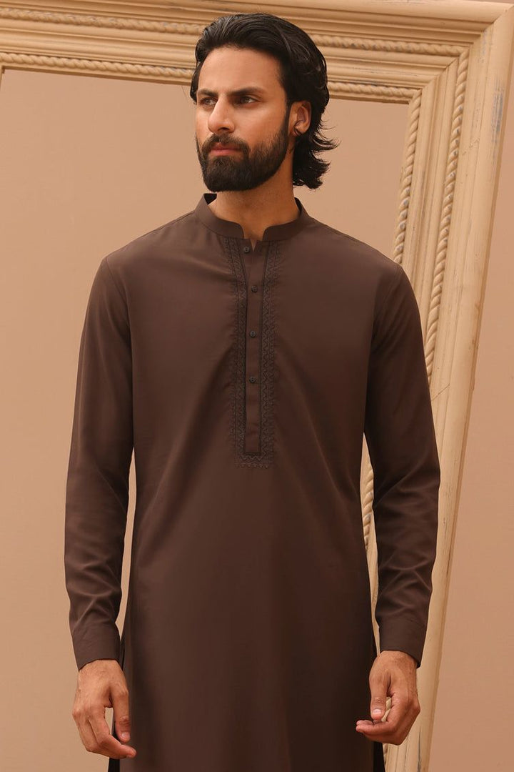 Blended Brown Kurta Trouser - J. Junaid Jamshed
