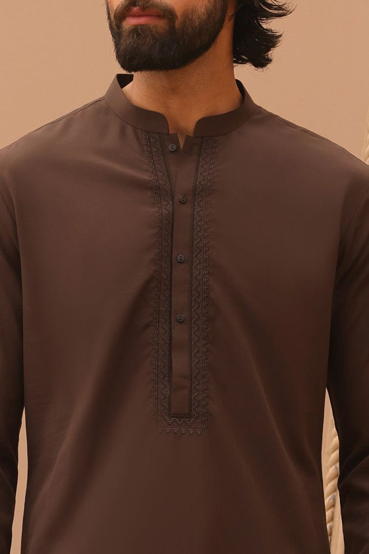Blended Brown Kurta Trouser - J. Junaid Jamshed