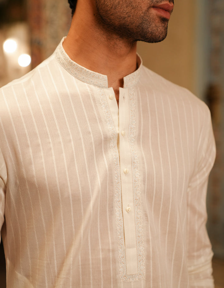 Cotton White Kurta - J. Junaid Jamshed