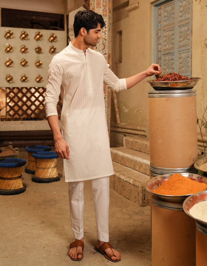 Cotton White Kurta - J. Junaid Jamshed