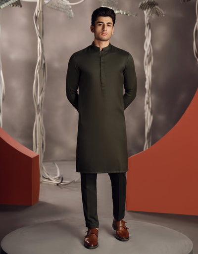 Blended Grey Kurta Trouser - J. Junaid Jamshed