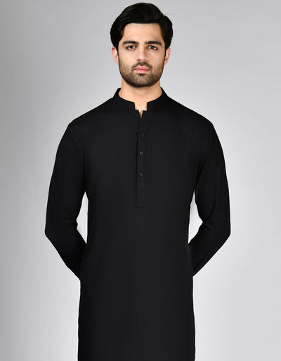 Blended Black Kurta Trouser - J. Junaid Jamshed