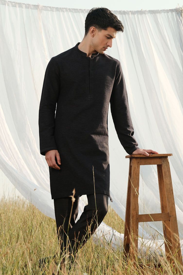 Cotton Black Kurta Trouser - J. Junaid Jamshed