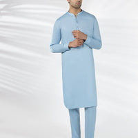 Blended Sky Blue Kurta Trouser - J. Junaid Jamshed