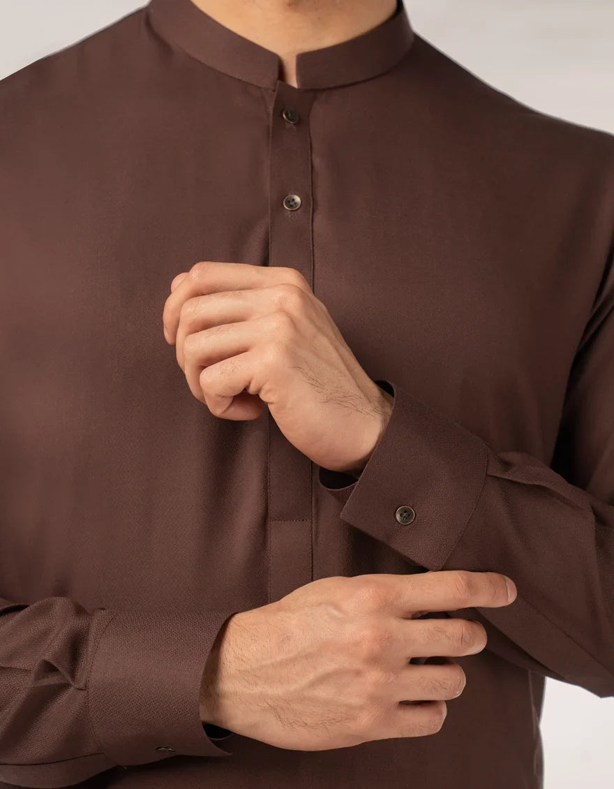 Blended Brown Shalwar Kameez - J. Junaid Jamshed