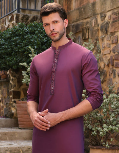 Cotton Purple Kurta Trouser - J. Junaid Jamshed