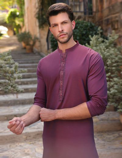 Cotton Purple Kurta Trouser - J. Junaid Jamshed