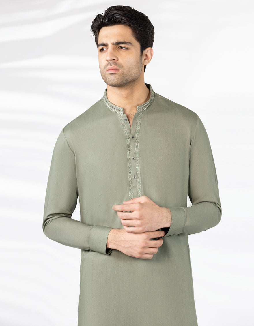 Blended Green Kurta Trouser - J. Junaid Jamshed