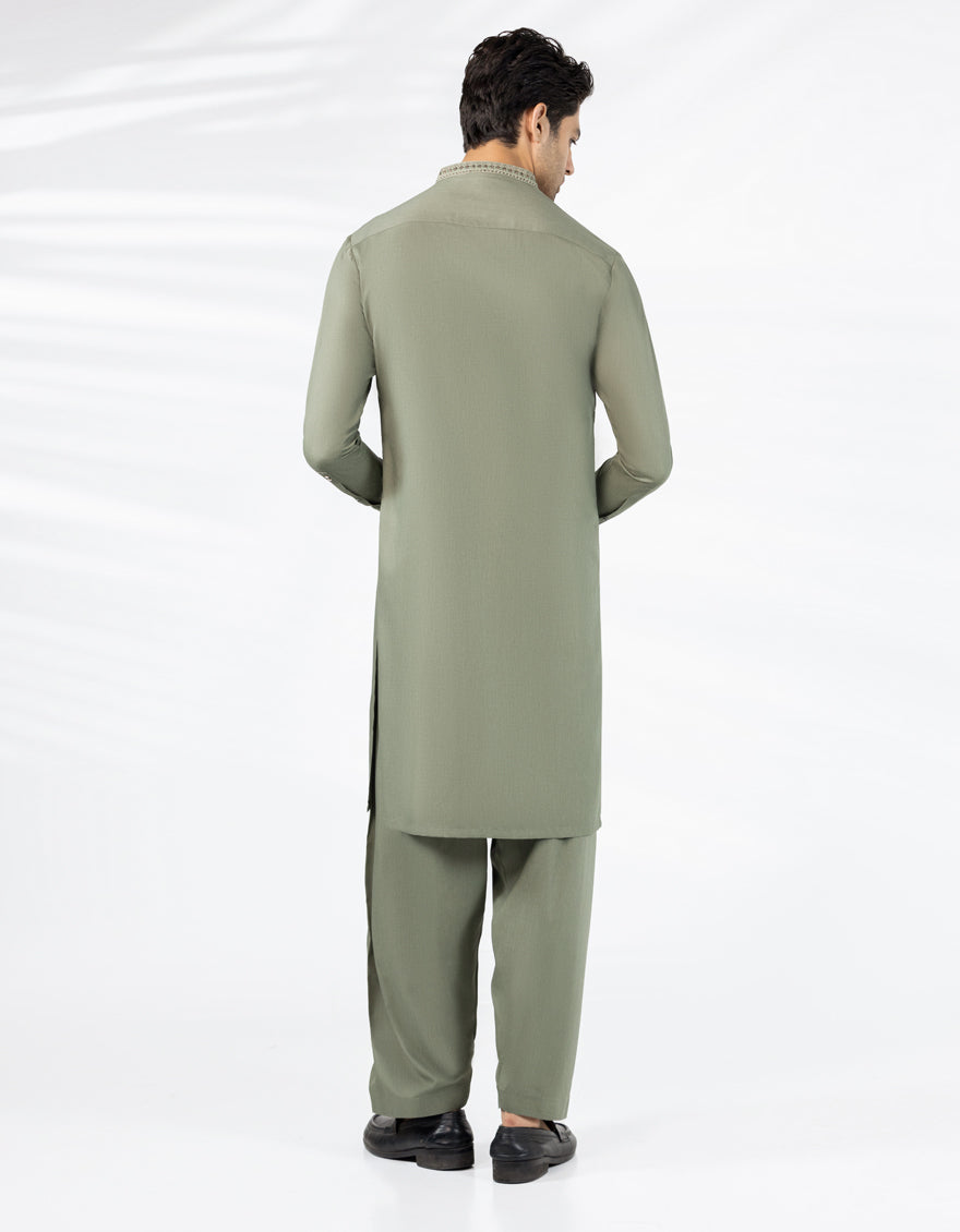 Blended Green Kurta Trouser - J. Junaid Jamshed