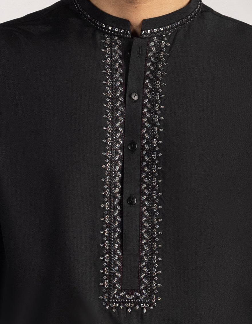Blended Black Kurta Trouser - J. Junaid Jamshed
