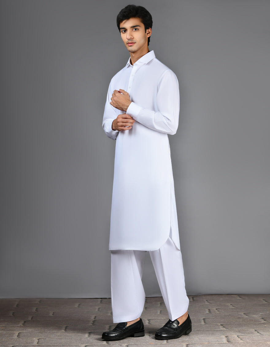 Blended White Shalwar Kameez - J. Junaid Jamshed