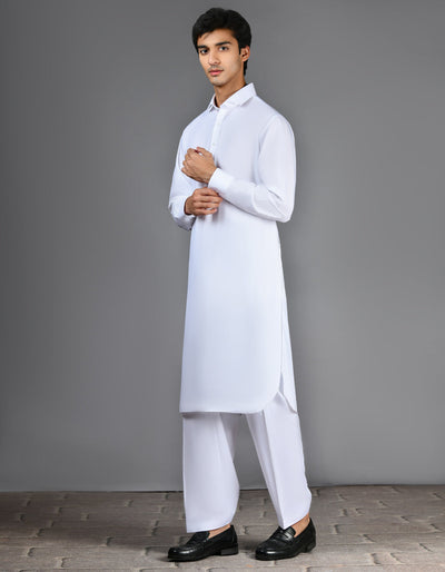 Blended White Shalwar Kameez - J. Junaid Jamshed