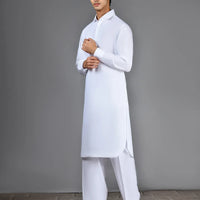 Blended White Shalwar Kameez  - J. Junaid Jamshed