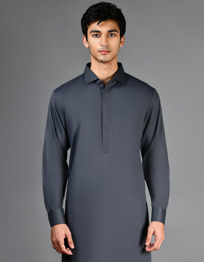 Blended Grey Shalwar Kameez - J. Junaid Jamshed