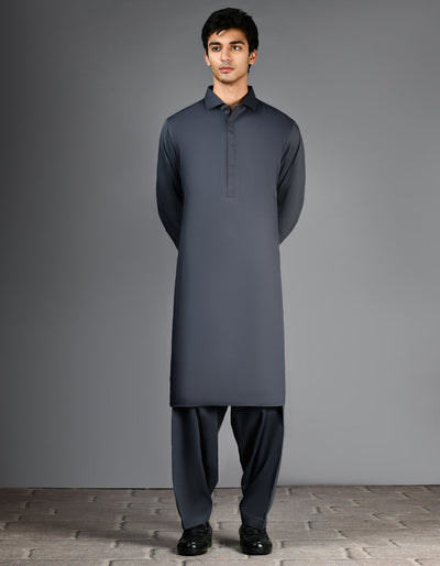 Blended Grey Shalwar Kameez - J. Junaid Jamshed