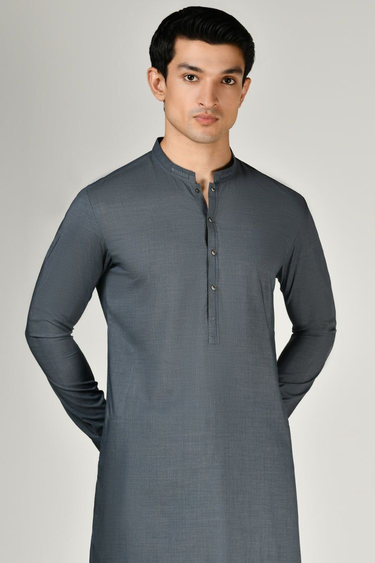 Blended Grey Shalwar Kameez - J. Junaid Jamshed