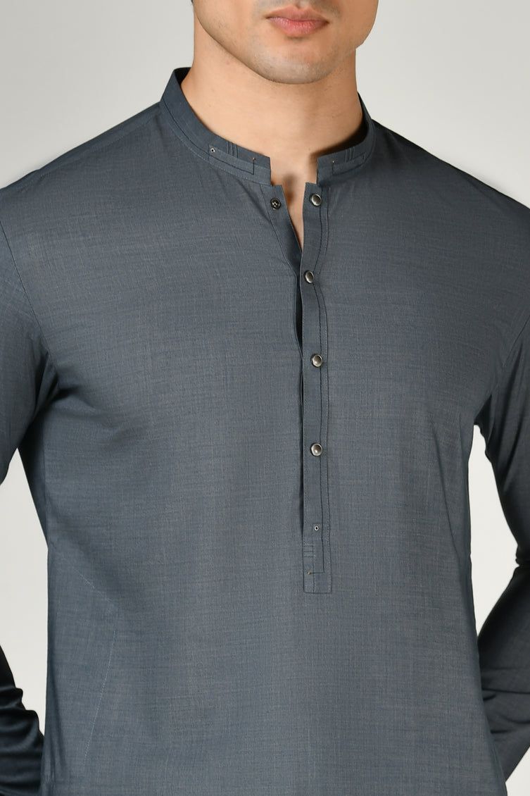 Blended Grey Shalwar Kameez - J. Junaid Jamshed