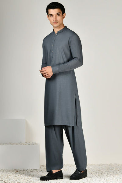 Blended Grey Shalwar Kameez - J. Junaid Jamshed