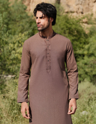 Blended Brown Shalwar Kameez - J. Junaid Jamshed