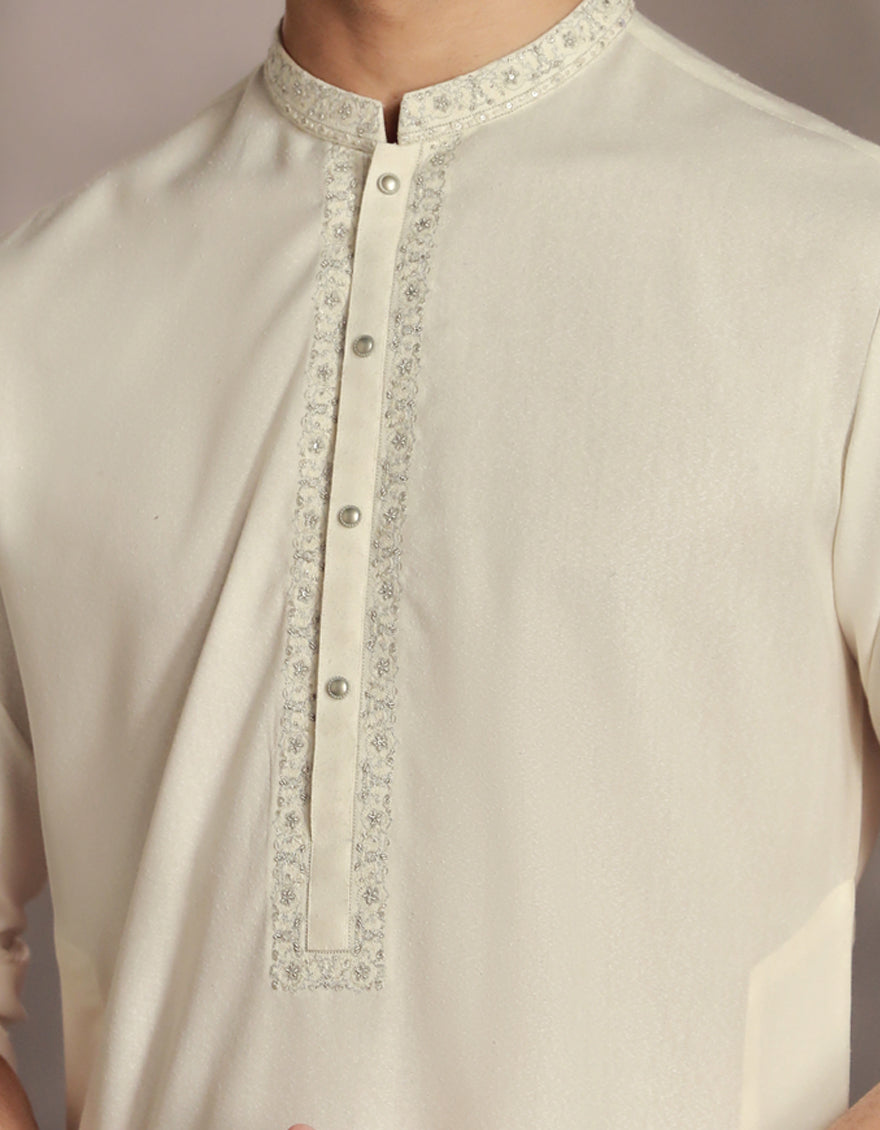 Blended Off White Shalwar Kameez - J. Junaid Jamshed