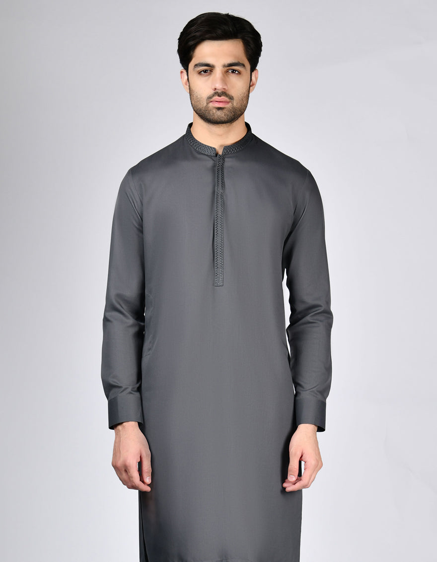 Blended Grey Shalwar Kameez - J. Junaid Jamshed