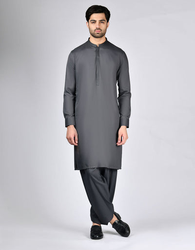 Blended Grey Shalwar Kameez - J. Junaid Jamshed