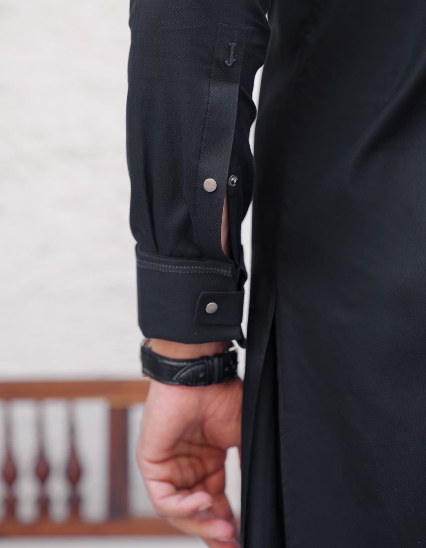 Cotton Black Shalwar Kameez - J. Junaid Jamshed