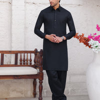 Cotton Black Shalwar Kameez - J. Junaid Jamshed