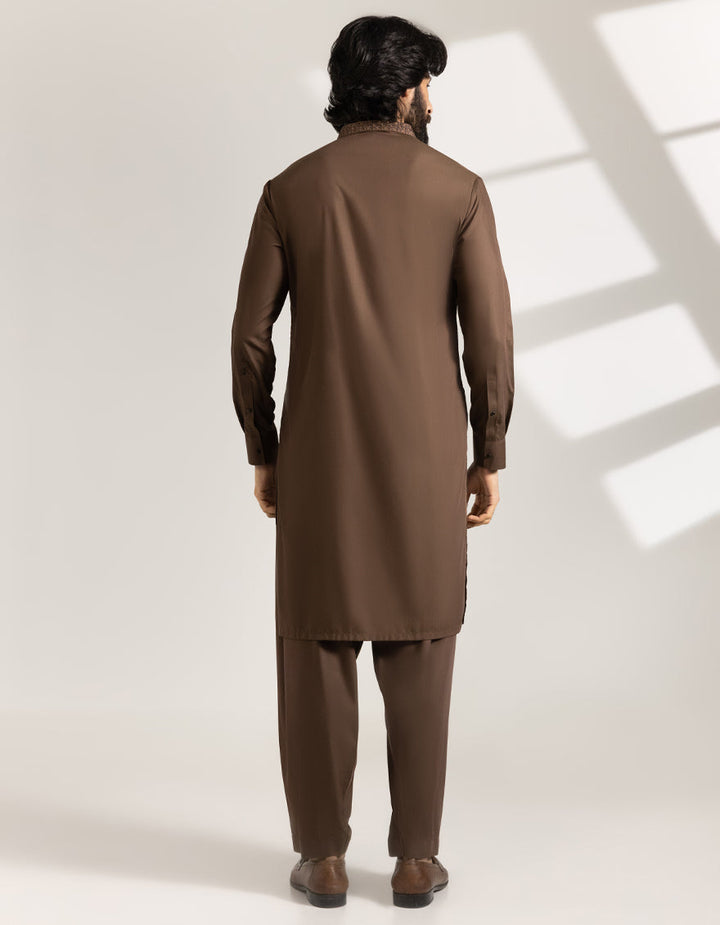 Blended Brown Shalwar Kameez - J. Junaid Jamshed