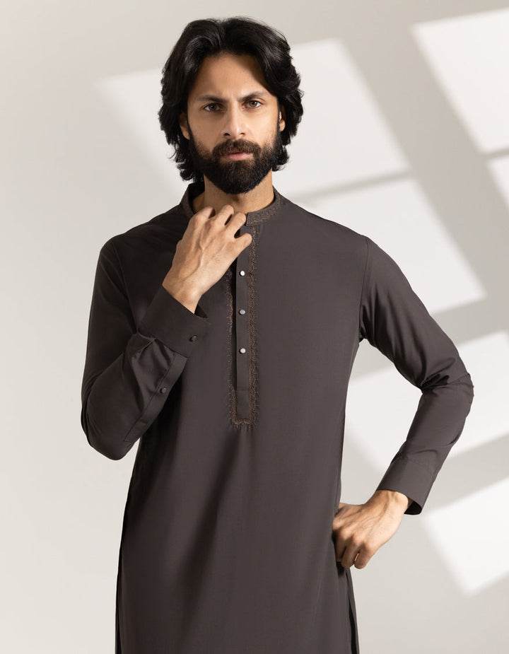 Blended Brown Shalwar Kameez - J. Junaid Jamshed