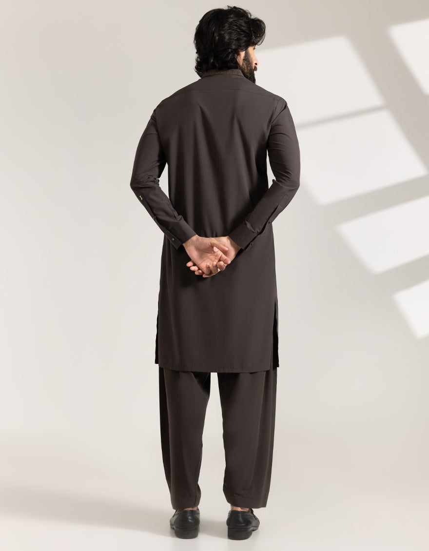 Blended Brown Shalwar Kameez - J. Junaid Jamshed