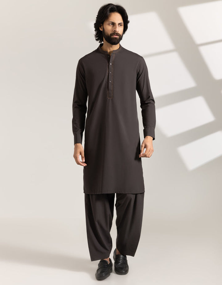 Blended Brown Shalwar Kameez - J. Junaid Jamshed