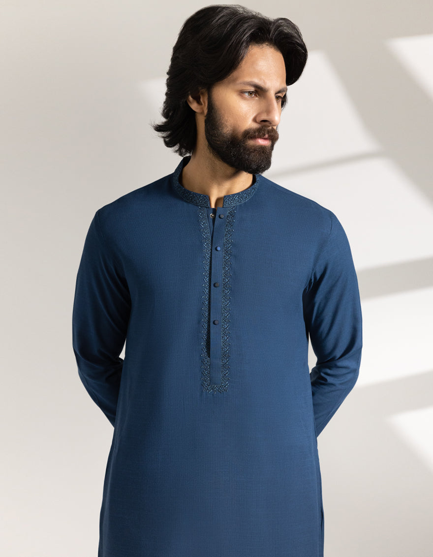 Blended Blue Shalwar Kameez - J. Junaid Jamshed