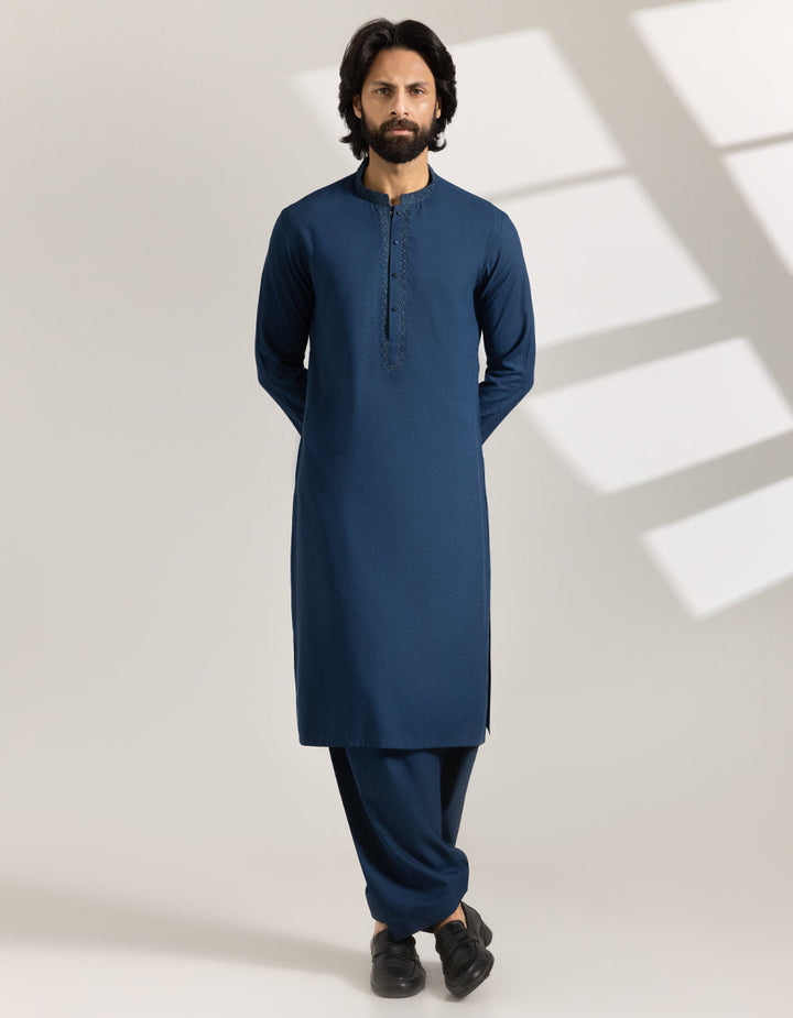 Blended Blue Shalwar Kameez - J. Junaid Jamshed