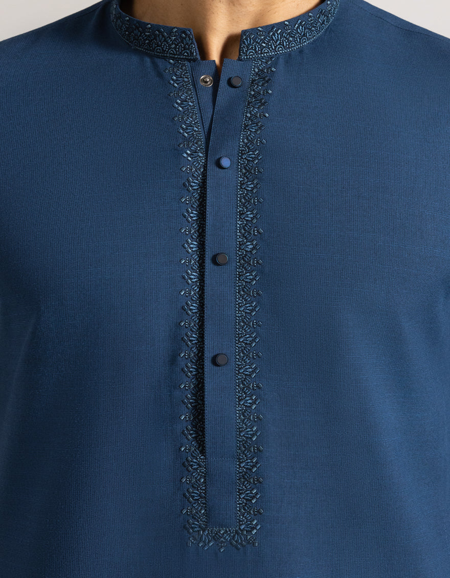 Blended Blue Shalwar Kameez - J. Junaid Jamshed