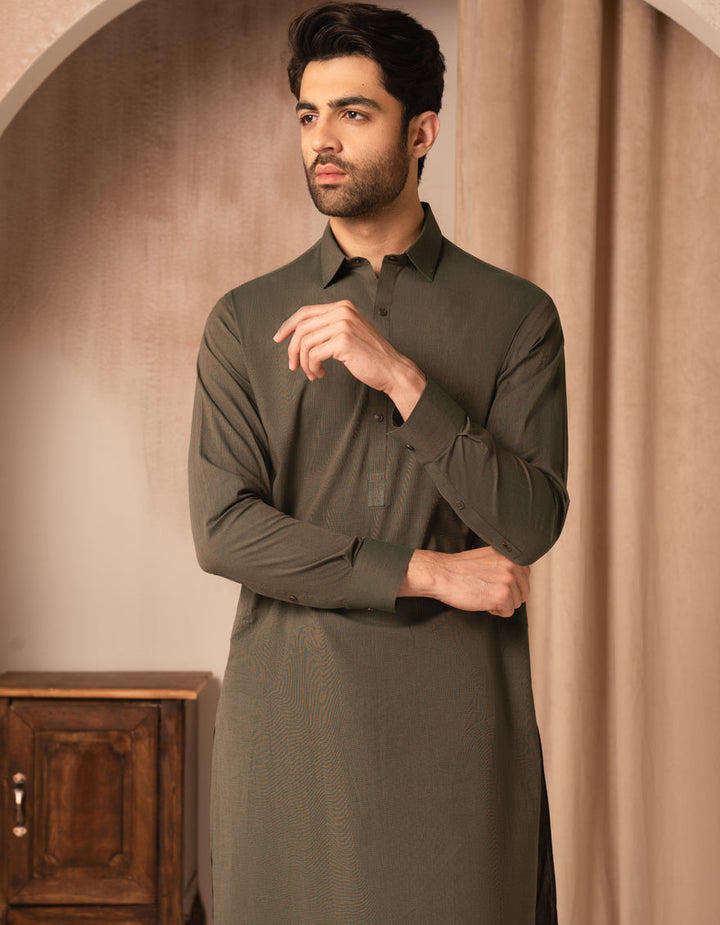 Cotton Green Shalwar Kameez - J. Junaid Jamshed
